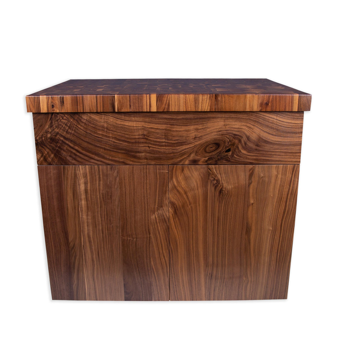 Kurouto Mobile Kitchen Island Cabinet-- 2 inch thick end grain Walnut top