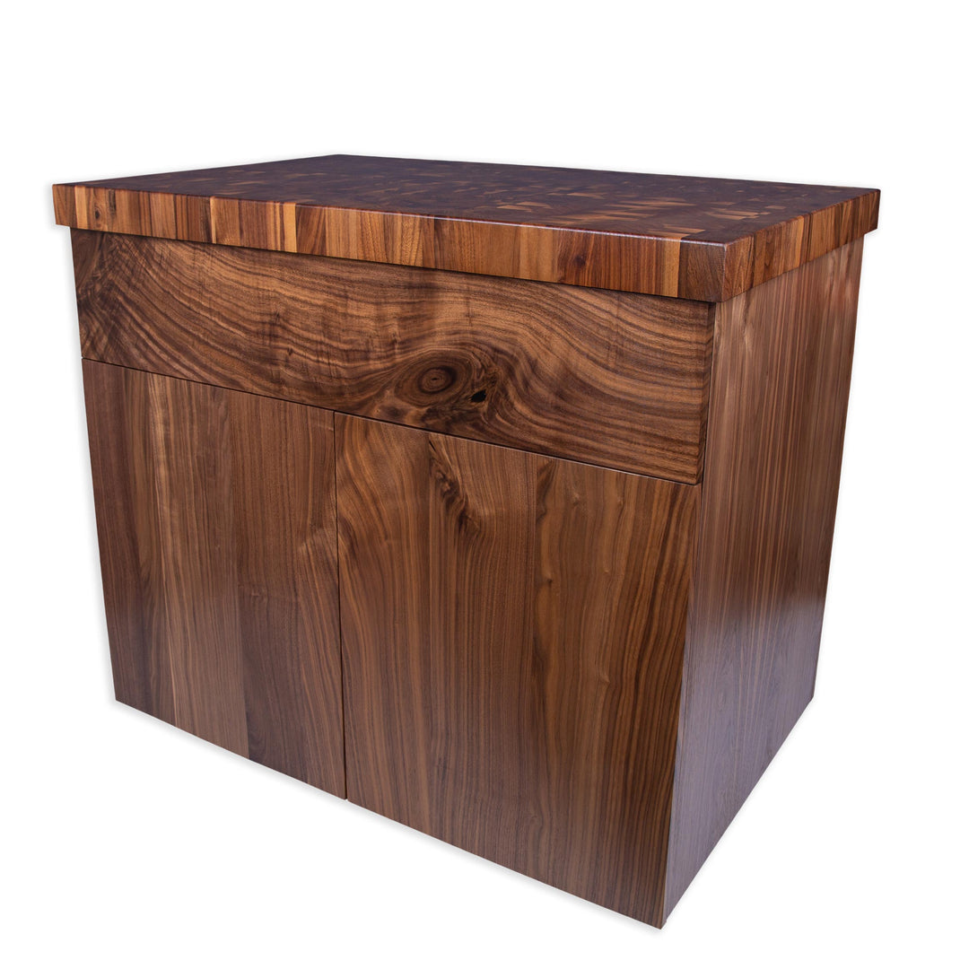 Kurouto Mobile Kitchen Island Cabinet-- 2 inch thick end grain Walnut top