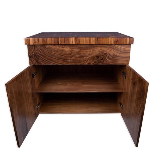 Kurouto Mobile Kitchen Island Cabinet-- 2 inch thick end grain Walnut top