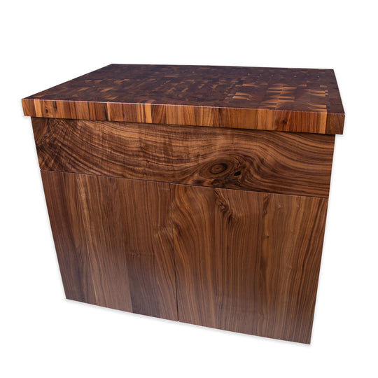 Kurouto Mobile Kitchen Island Cabinet-- 2 inch thick end grain Walnut top