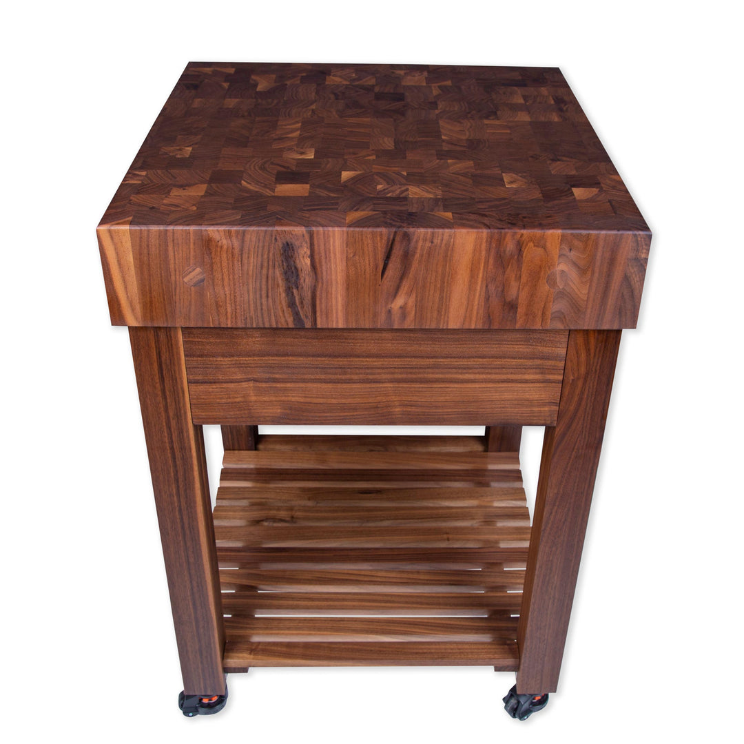 Walnut Butcher Block Island - 5 Inch thick End Grain Top - Walnut Base