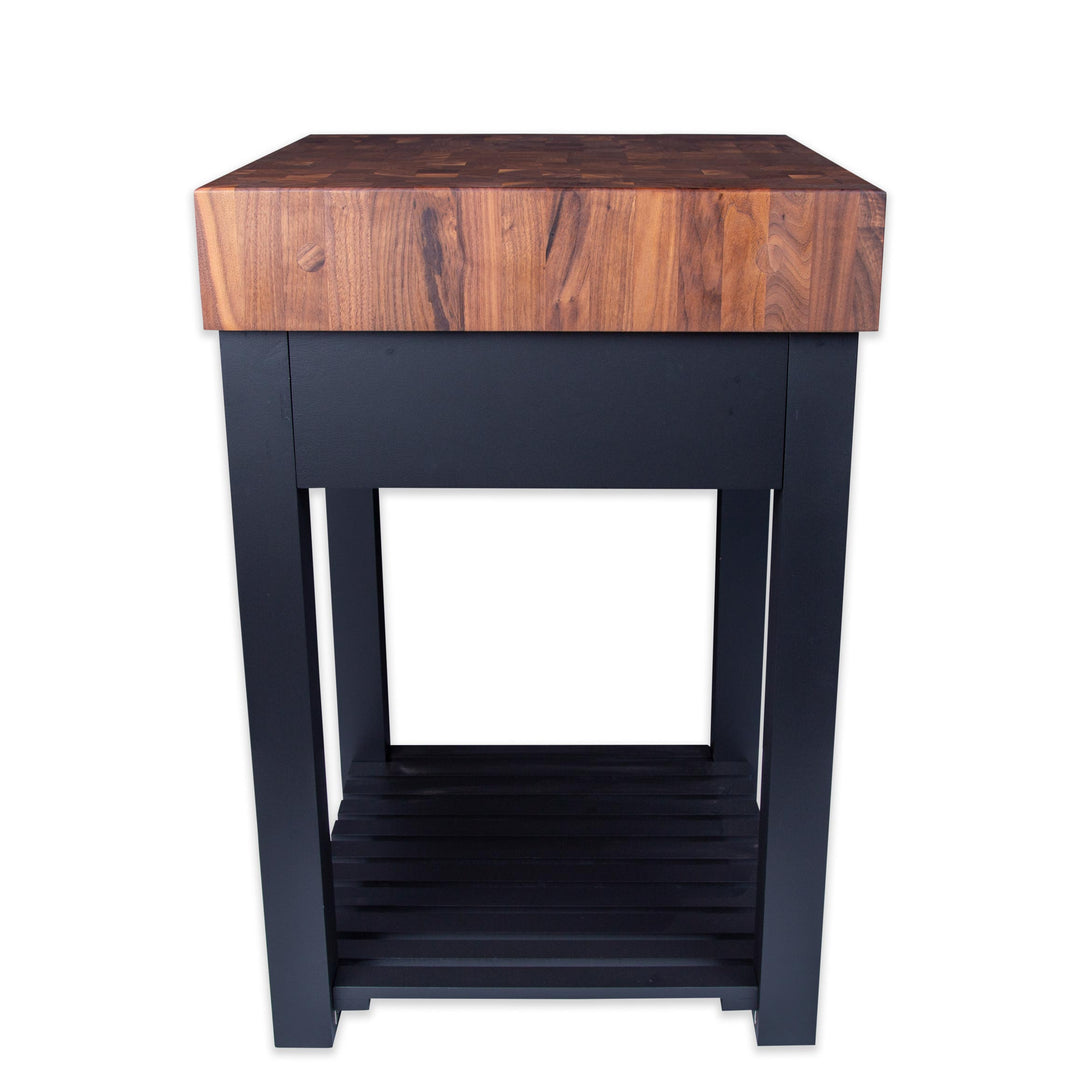 Walnut Butcher Block Island - 5 Inch thick End Grain Top - Black Base