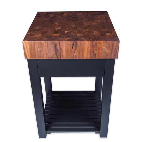 Walnut Butcher Block Island - 5 Inch thick End Grain Top - Black Base
