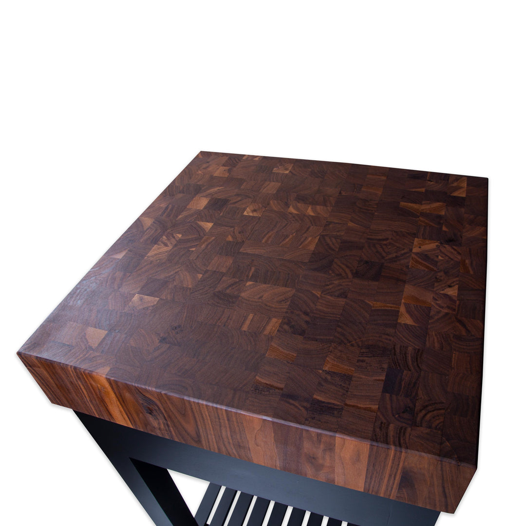 Walnut Butcher Block Island - 5 Inch thick End Grain Top - Black Base