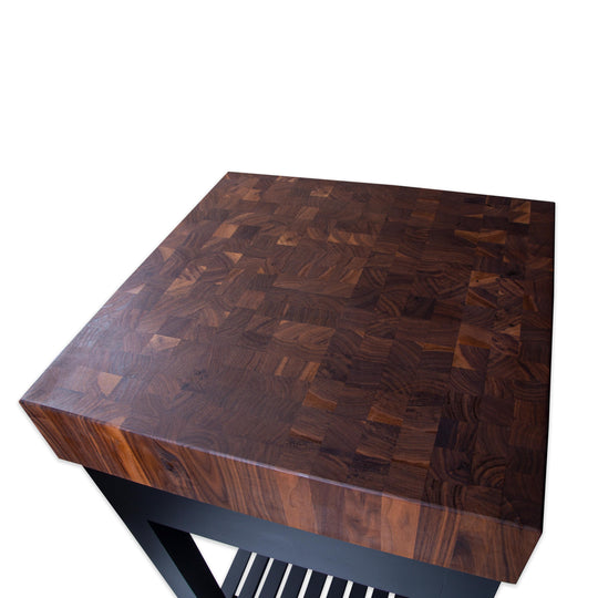 Walnut Butcher Block Island - 5 Inch thick End Grain Top - Black Base