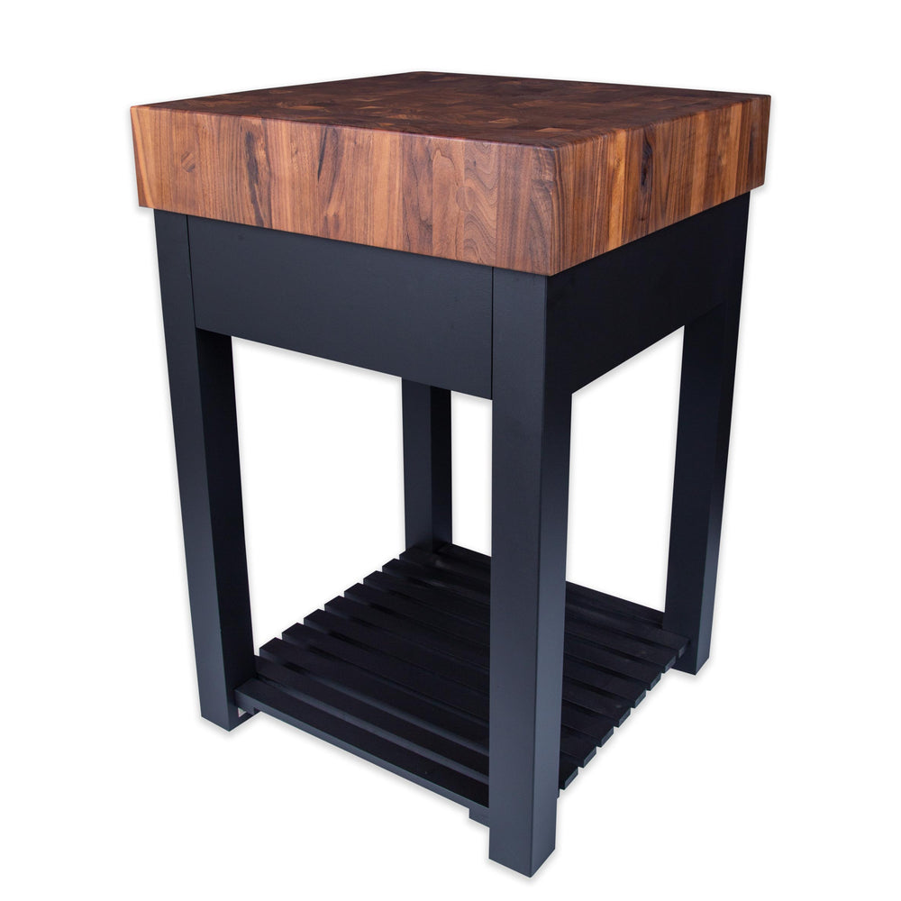 Walnut Butcher Block Island - 5 Inch thick End Grain Top - Black Base