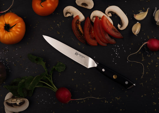 5-inch VG10 Utility Knife- 66 layers of High Carbon Damascus Stainless Steel Cladding—Kintaro Series—Kurouto Kitchenware