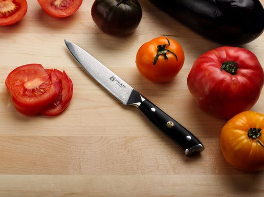 5-inch VG10 Utility Knife- 66 layers of High Carbon Damascus Stainless Steel Cladding—Kintaro Series—Kurouto Kitchenware