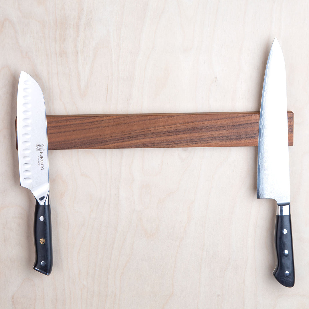 Kurouto Kitchenware Walnut Magnetic Knife Block -16 Inch -Made in the USA