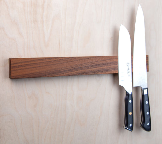 Kurouto Kitchenware Walnut Magnetic Knife Block -16 Inch -Made in the USA