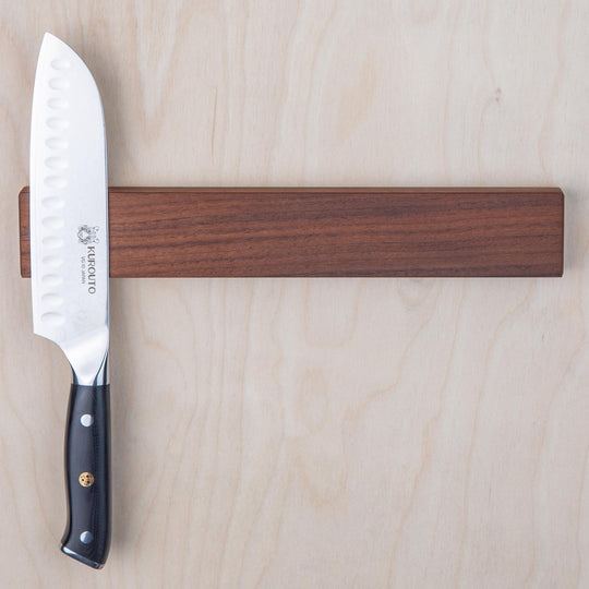 Kurouto Kitchenware Walnut Magnetic Knife Block -12 Inch -Made in the USA