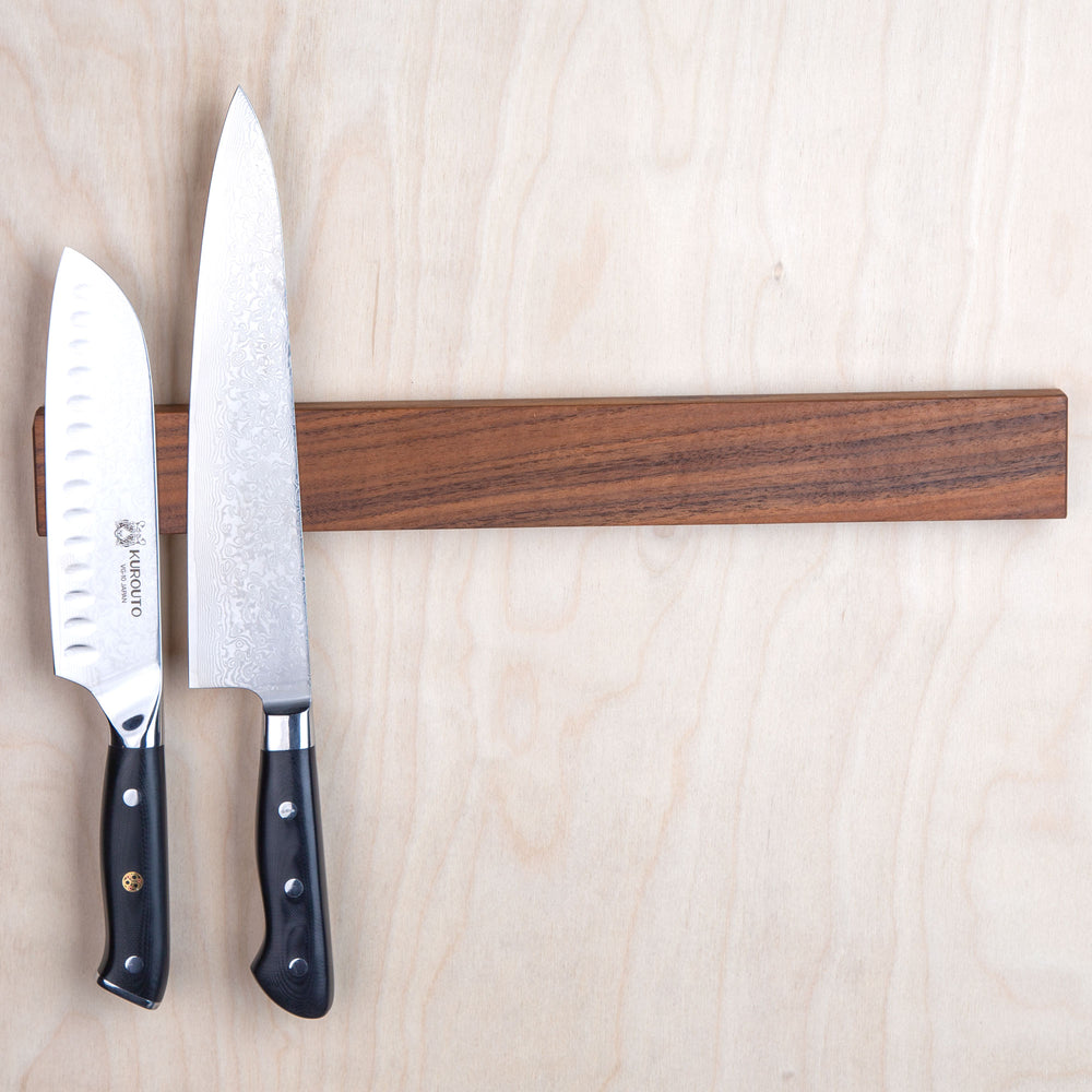 Kurouto Kitchenware Walnut Magnetic Knife Block -16 Inch -Made in the USA