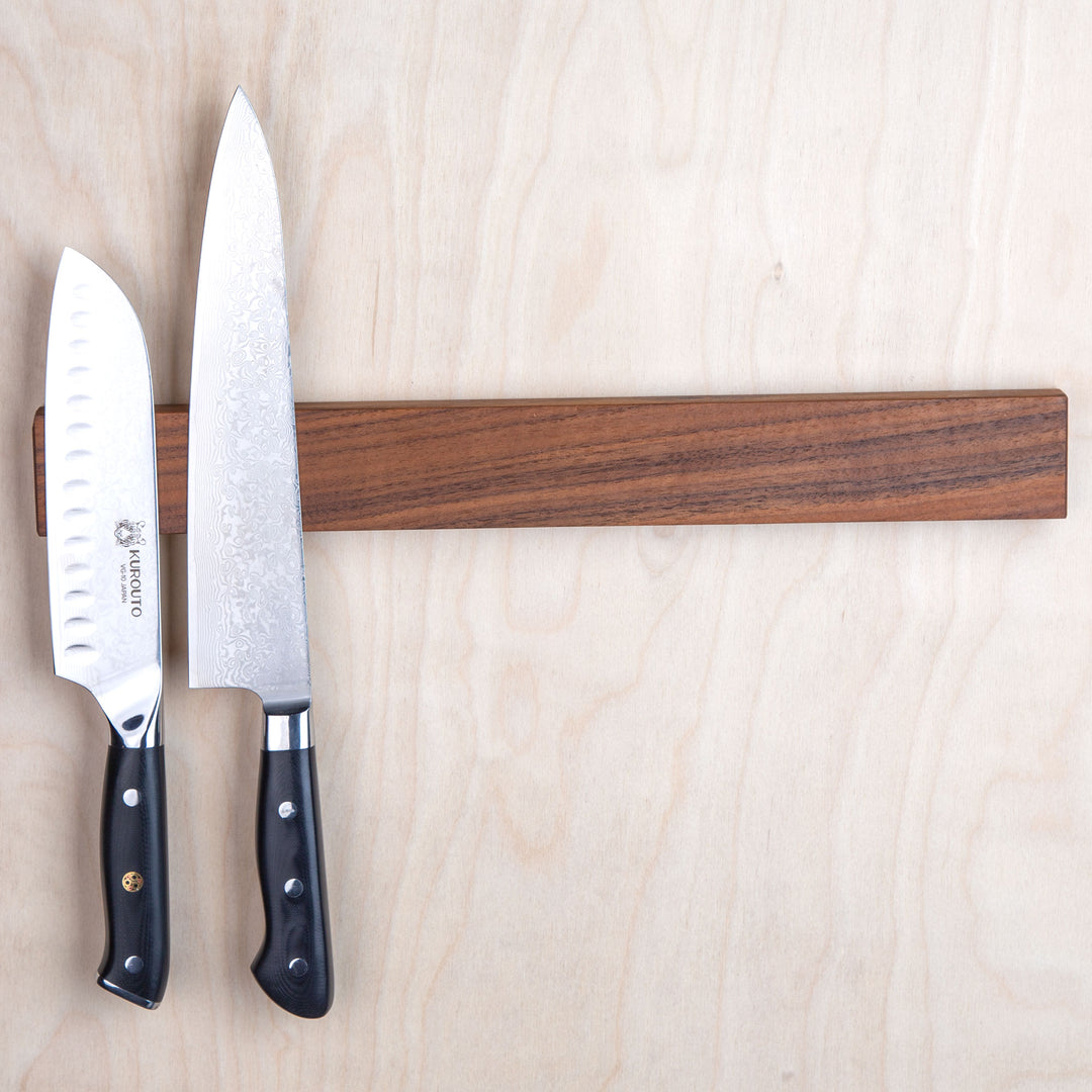 Kurouto Kitchenware Walnut Magnetic Knife Block -16 Inch -Made in the USA