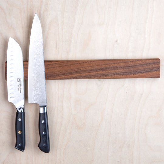 Kurouto Kitchenware Walnut Magnetic Knife Block -16 Inch -Made in the USA
