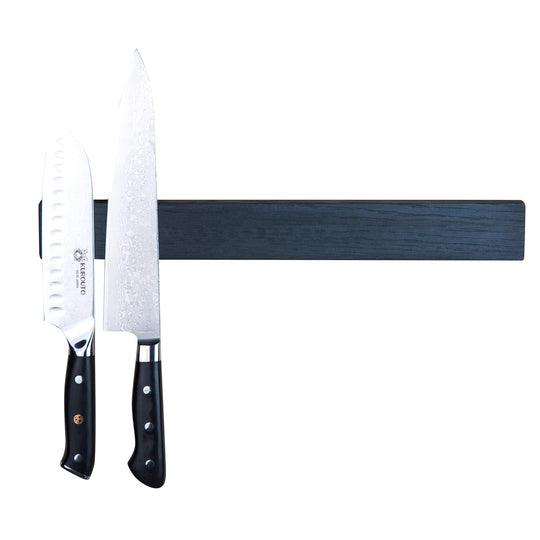 Kurouto Kitchenware Black Oak Magnetic Knife Block -16 Inch -Made in the USA