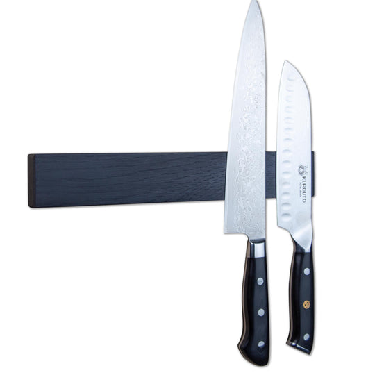 Kurouto Kitchenware Black Oak Magnetic Knife Block -12 Inch -Made in the USA