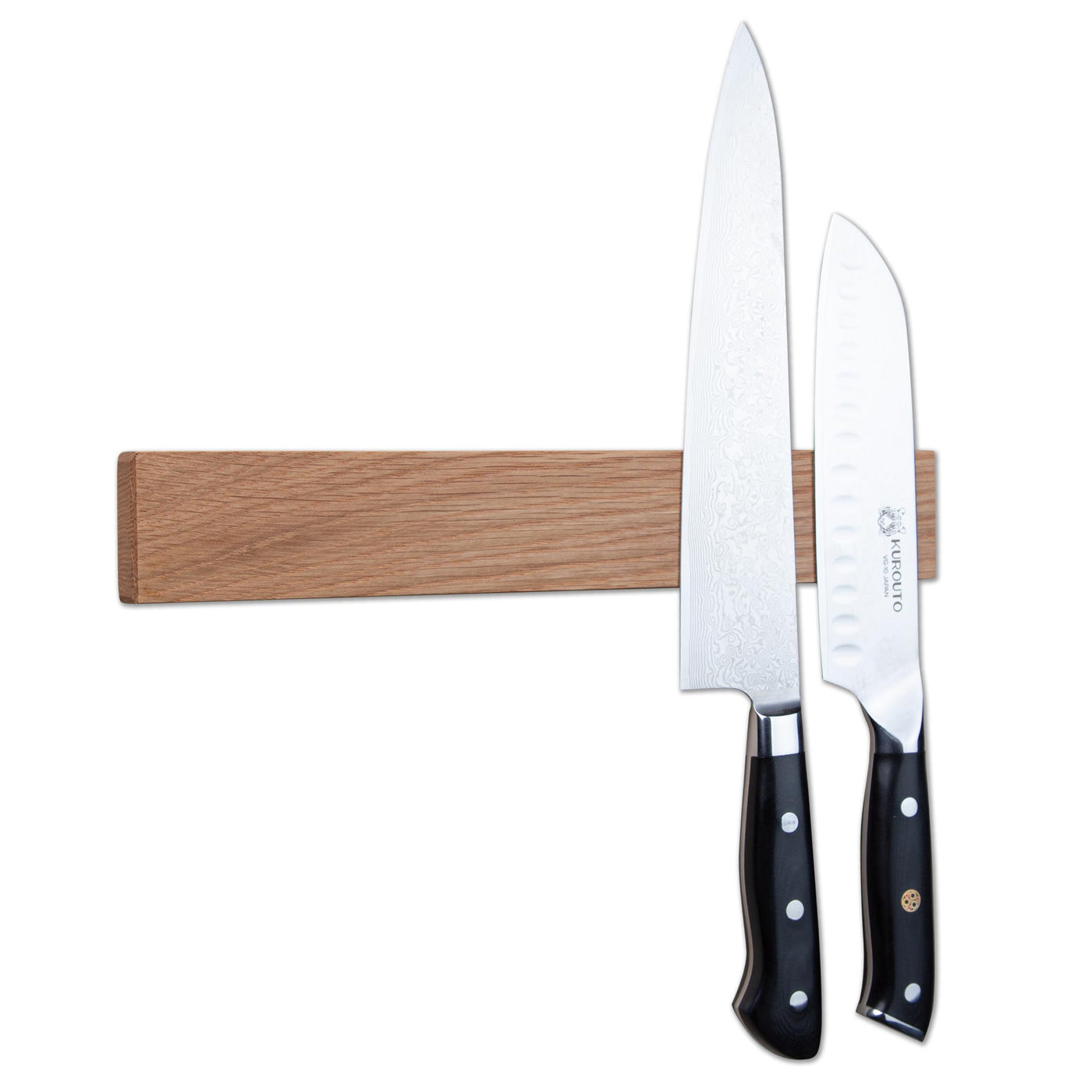 Kurouto Kitchenware White Oak Magnetic Knife Block -12 Inch -Made in the USA