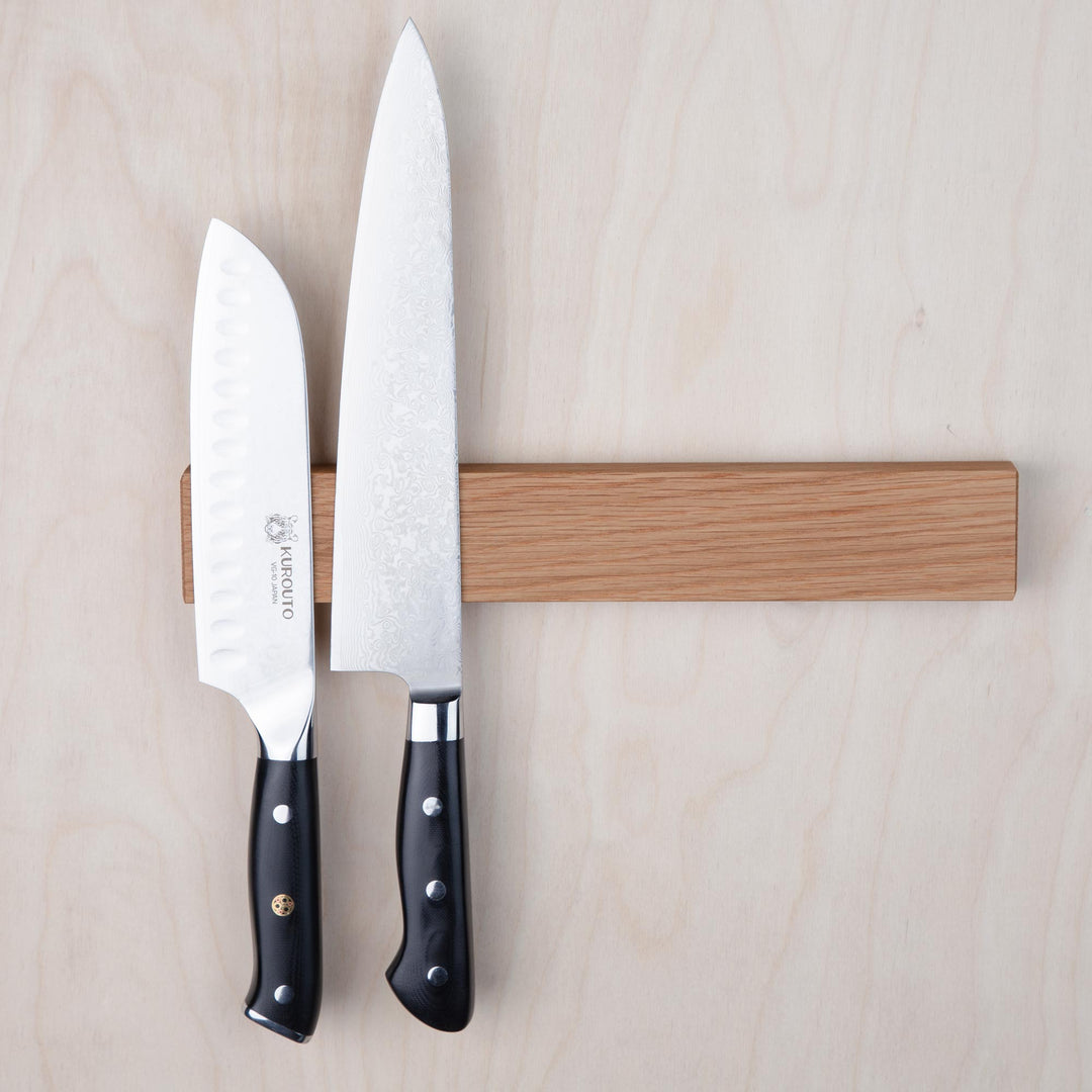 Kurouto Kitchenware White Oak Magnetic Knife Block -12 Inch -Made in the USA