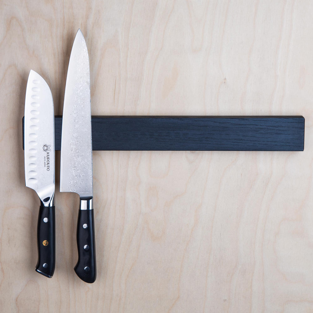 Kurouto Kitchenware Black Oak Magnetic Knife Block -16 Inch -Made in the USA