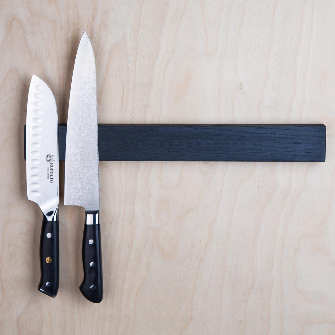 Kurouto Kitchenware Black Oak Magnetic Knife Block -16 Inch -Made in the USA