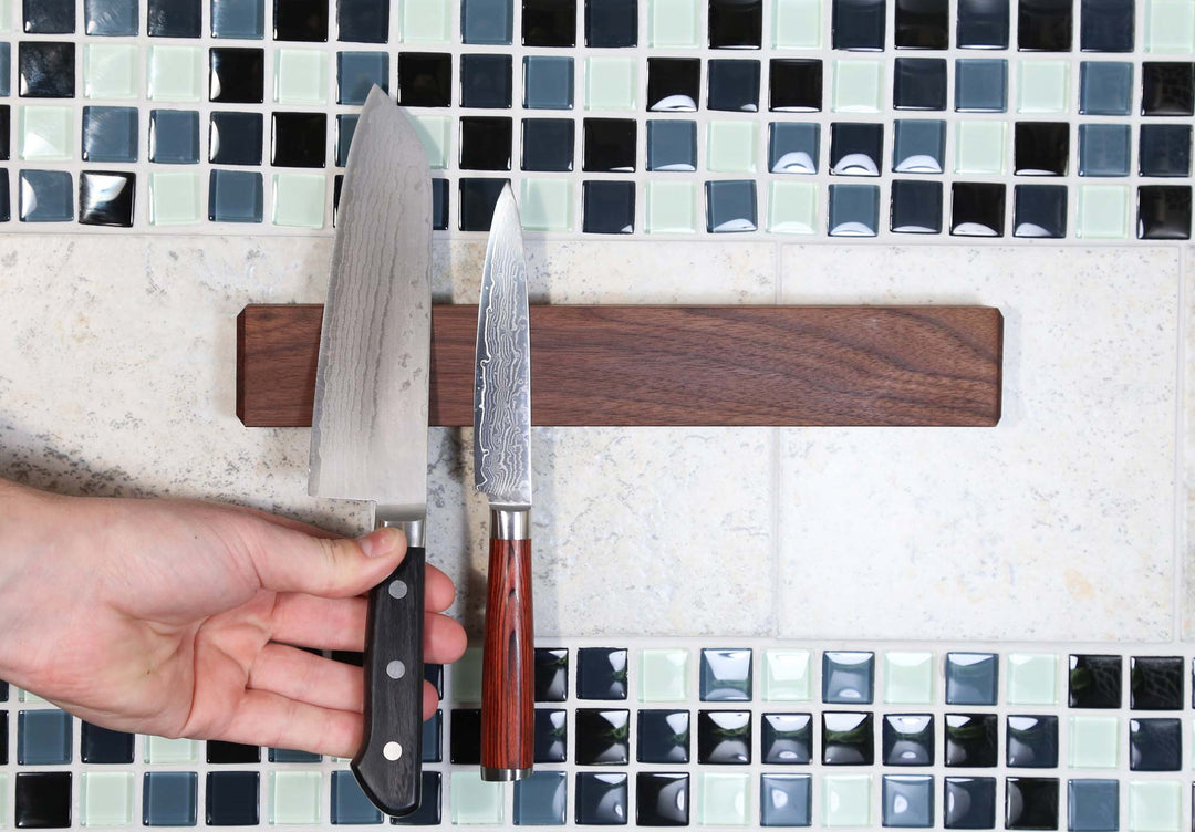 Kurouto Kitchenware Walnut Magnetic Knife Block -12 Inch -Made in the USA