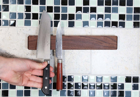 Kurouto Kitchenware Walnut Magnetic Knife Block -12 Inch -Made in the USA