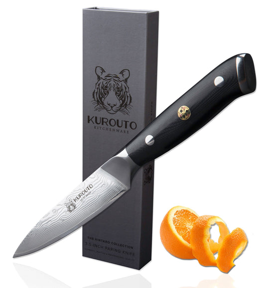 3.5-inch VG10 Paring Knife- 66 Layers of High Carbon Damascus Stainless Steel Cladding—Kintaro Series— Kurouto Kitchenware