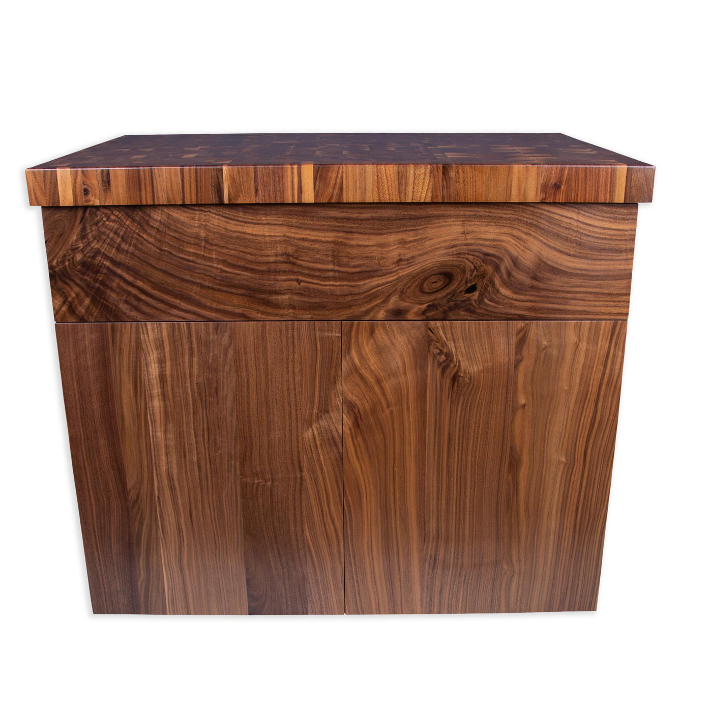 Kurouto Mobile Kitchen Island Cabinet-- 2 inch thick end grain Walnut top