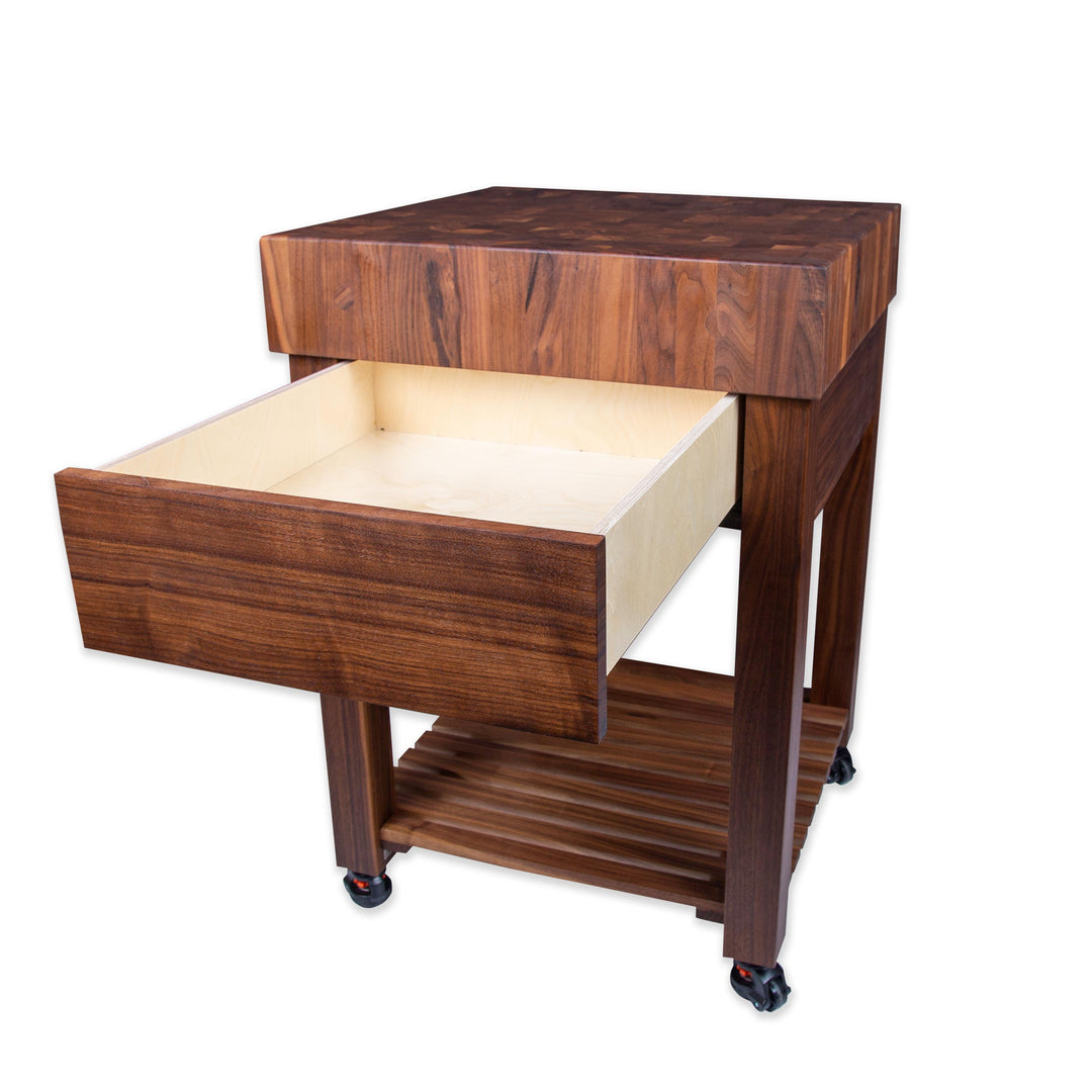 Walnut Butcher Block Island - 5 Inch thick End Grain Top - Walnut Base