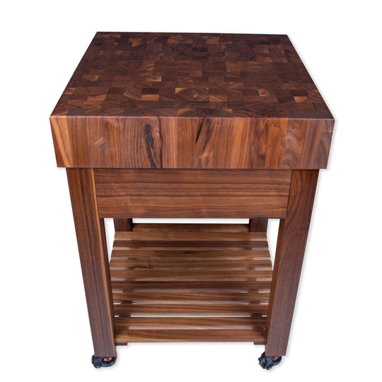 Walnut Butcher Block Island - 5 Inch thick End Grain Top - Walnut Base