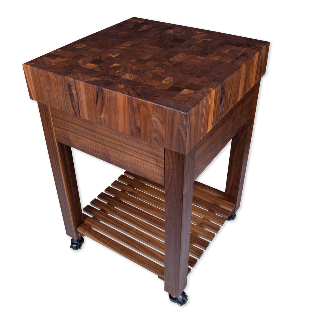 Walnut Butcher Block Island - 5 Inch thick End Grain Top - Walnut Base