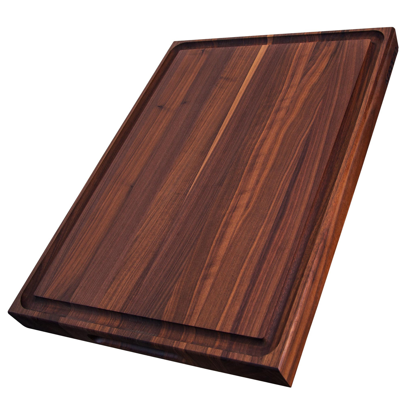 Walnut Edge Grain Butcher Block with Juice Groove and Integrated Handles (20 x 15 x 1.5 Inches)