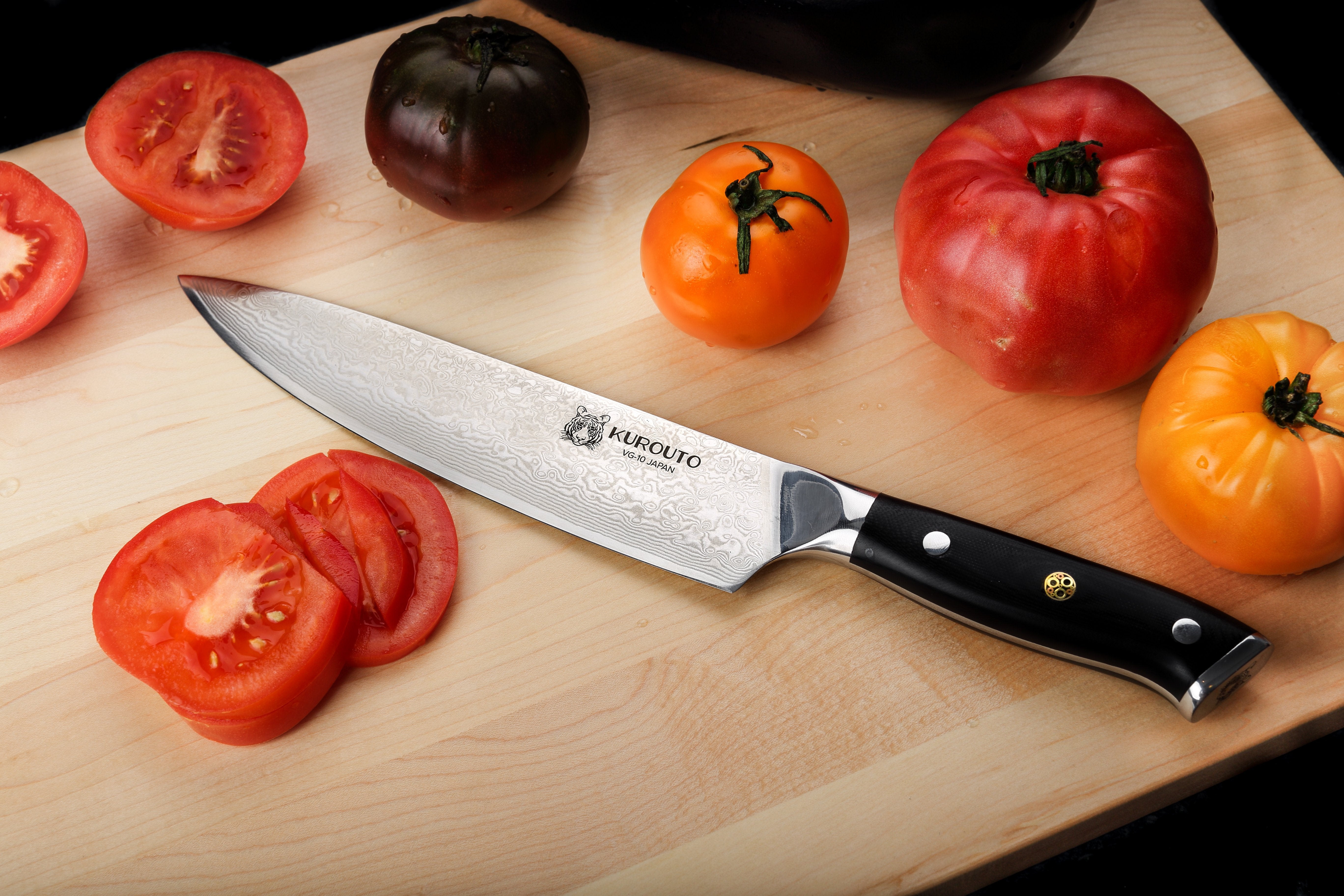 食器 kurifu8008 8-inch VG10 Chef's Knife- 66 layers of High Carbon Damscus