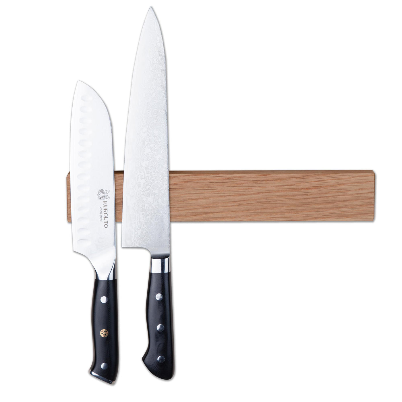 Kurouto Kitchenware White Oak Magnetic Knife Block -12 Inch -Made in the USA