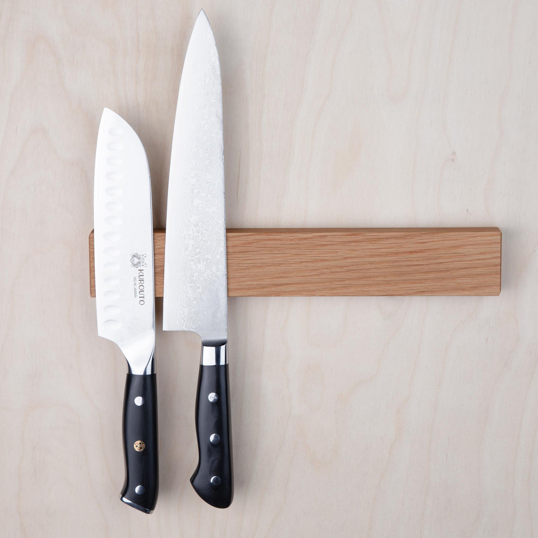 Kurouto Kitchenware White Oak Magnetic Knife Block -12 Inch -Made in t