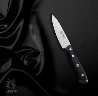 3.5-inch VG10 Paring Knife- 66 Layers of High Carbon Damascus Stainless Steel Cladding—Kintaro Series— Kurouto Kitchenware